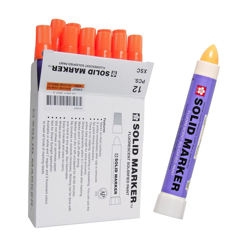 SAKURA SOLID MARKER Sakura Solid Paint Markers - Permanent Marker Pens - Window, Wood & Glass Marker - Fluorescent Orange Paint - 12 Pack - Image 1